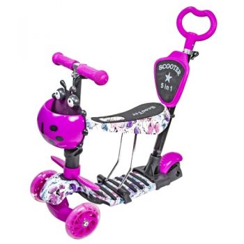 самокат дитячий 5 в 1 із сидінням з принтом маки