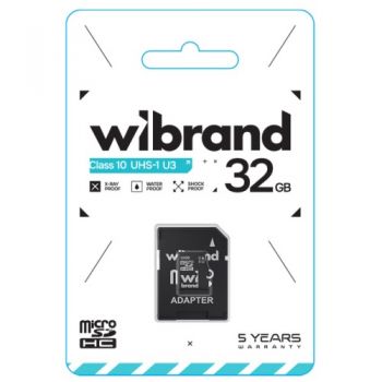 карта пам`яті Wibrand micro SDHC  32Gb Class10 + адаптер
