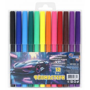 фломастери J.Otten 6816В-12 Sportcar 12кол. у жорсткому PVC  (12/192)