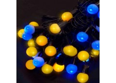 електрогірлянда кульки  40 LED 18мм., чорний провід, 7м., жовто-синій колір  131...