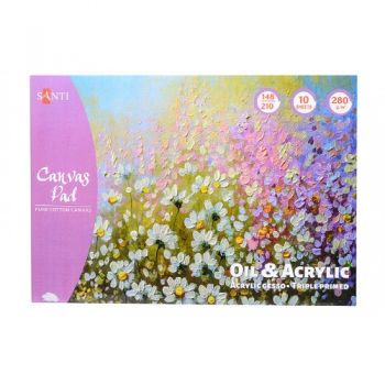полотно бавовняне Santi в альбоми для ескізів для масла та акрилу А5/10арк., 280гр/м2  742551  (80)