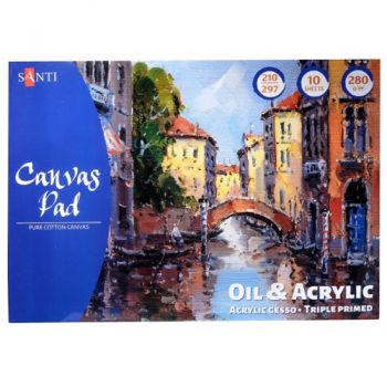 полотно бавовняне Santi в альбоми для ескізів для масла та акрилу А4/10арк., 280гр/м2  742550  (40)
