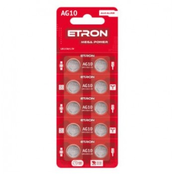 батарейка Etron AG-10 (LR1130) таблетка 1х10 на бліст.  (10/200/4000)