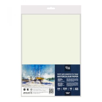 папір для акварелі ROSA Studio А4/10арк., 220гр./м2, середнє зерно  16931008