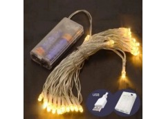 електрогірлянда  80 LED 8м. на батарейках +USB, тепле біле світло  1108-07