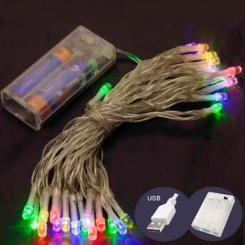 електрогірлянда  80 LED 8м. на батарейках +USB, мульти світло  1108-54