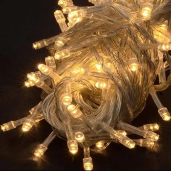 електрогірлянда 200 LED, прозорий провід, теполий білий колір  1120-07