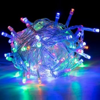 електрогірлянда 100 LED, прозорий провід, мульти колір  1110-01