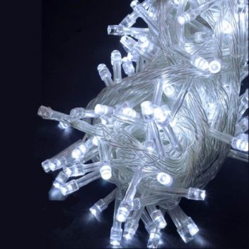 електрогірлянда 100 LED, прозорий провід, білий колір  1110-03