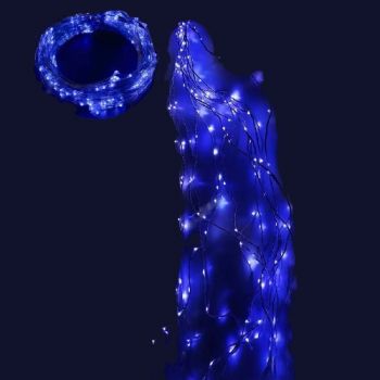 електрогірлянда пучок-роса 200 LED, 10 ліній по 2м., 8 режимів, USB, синій колір  1920-02