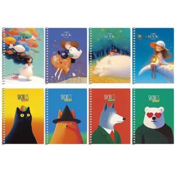 блокнот А6 80арк. на спіралі, виб. УФ-лак, білий блок, клітинка 