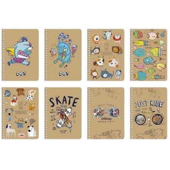 блокнот А6 80арк. на спіралі, крафт, ВД-лак, крем. блок, без лін. 