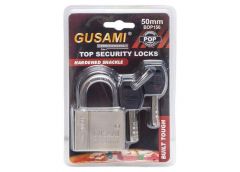 замок навісний 50мм. Gusami довгий з трьома ключами на бліст.  O-50L  (96)