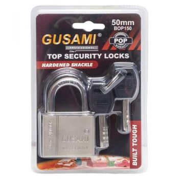 замок навісний 50мм. Gusami довгий з трьома ключами на бліст.  O-50L  (96)