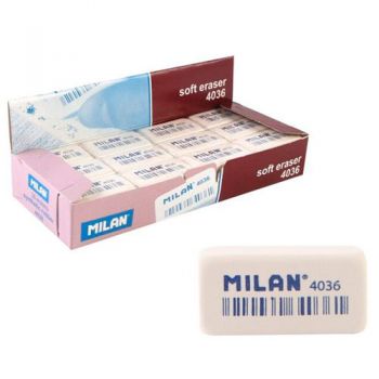 гумка Milan 4036 прямокутна біла 3,9х2х0,8см. в інд. уп. (36/900)