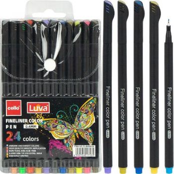 набір ручок-лінерів Cello Luva Fineliner 24кол. 0,4мм.  CL-GX004-24  (30/120)