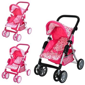 коляска для ляльки метал + тканина, рег. ручки, кошик, повор., в кор. 52,5х33х13см.  9352/011  (3) 