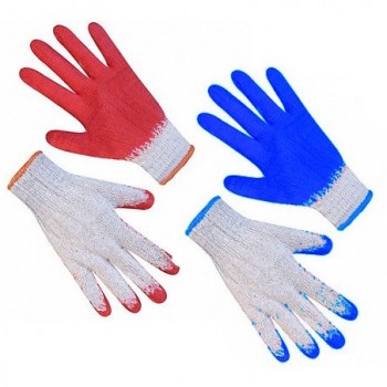 рукавиці Seven бавовняні білі з червоним/синім латексним покриттям  LL9419/69245/69419  (12/300)