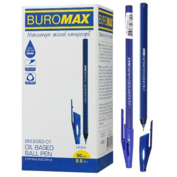 ручка Buromax Linea кульк. масл., тригранний корпус, 0,5мм. синя  ВМ.8362-01  (50/1000)