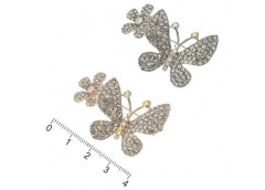 брошка металева метелик 4см. зі стразами  XZ 574GS1 (013885)