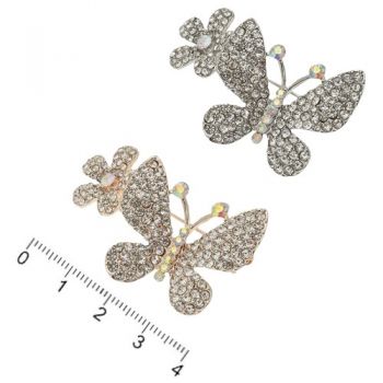 брошка металева метелик 4см. зі стразами  XZ 574GS1 (013885)