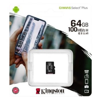 карта пам`яті Kingston micro SDXC  64Gb  Canvas Select Plus Class 10 (R-100MB/s)