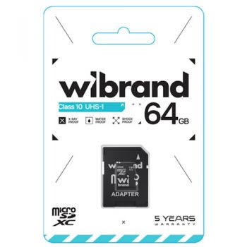 карта пам`яті Wibrand micro SDHC  64Gb Class10 + адаптер