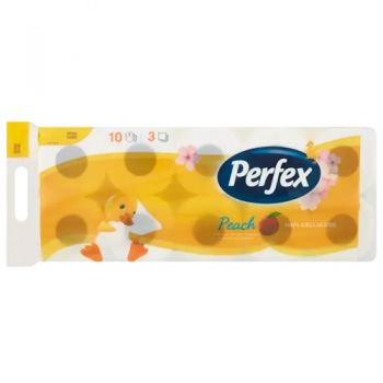 папір туалетний Perfex тришаровий, 120 відривів, з ароматом персику  (10)