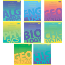 зошит Zibi 48арк. предметний "Gradient" mix 8 предметів + 2 загальні  ZB.1702-99  (10/200)