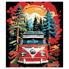 картина за номер. Strateg 30х40см. "Фольксваген бус в лісовій гущавині"  FH-7