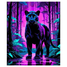 картина за номер. Strateg 30х40см. "Пантера серед фіолетових тропіків"  FH-12