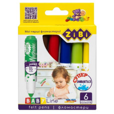 фломастери Zibi Jumbo Superwashable  6кол. Baby Line  ZB.2816  (24/144)