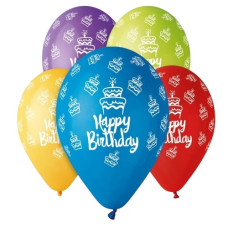 кульки повітряні Італія шовкографія Happy Birthday 30см./12" (упак - 100шт.)  #495 12" GS110