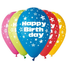 кульки повітряні Італія шовкографія Happy Birthday 30см./12" (упак - 100шт.)  #002 12" GS110