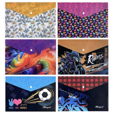 тека Bourgeois конверт на кнопці пластикова А4+ 160мкр., кольоровий друк  Р0200/.../0207  (10/200)