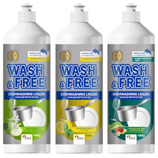 засіб для миття посуду Wash&Free флакон із дозатором 1000мл. (в ас-ті)  (6)