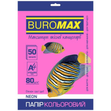 папір оф. кольор. Buromax  А4/80гр./50арк. Neon малиновий  ВМ.2721550-29  (50)