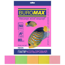 папір оф. кольор. Buromax  А4/80гр./50арк. Neon MIX набір 5кол.  ВМ.2721550-99  (50)
