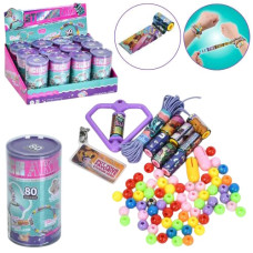 набір для створ. браслетів намистини, наліпки,гумка, в колбі, 12шт. в дис.24х10х18см. KSY987-4 (108)