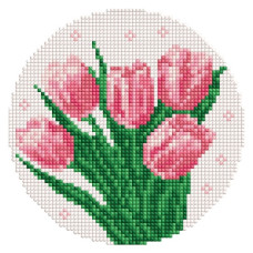 алмазна мозаїка Ідейка кругла d-19см. "Ніжні тюльпани"  AM-R7935