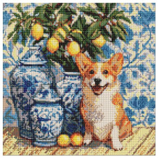 алмазна мозаїка Ідейка 40х40см. "Коргі та лимони"  АМО20217