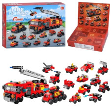 конструктор пожежний транспорт, адвент-календар, набір транспорту, в кор. 25х19х5см.  9118К12  (36)