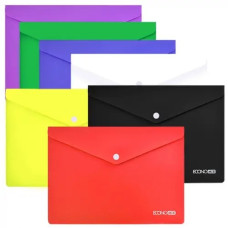 тека Economix E31305-50 конверт на кнопці пласт. А4, фактура "помаранч"  (12/120)