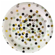 набір тарілок картонних Pelican "Білі з кольоровим горошком" 18см. 10шт.  871604