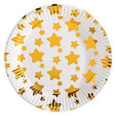набір тарілок картонних Pelican "Білі із золотими зірочками" 18см. 10шт.  871615