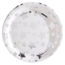 набір тарілок картонних Pelican "Білі зі срібними зірочками" 18см. 10шт.  871616