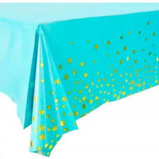 скатертина Pelican блакитна 137х183см. "Зірочки золоті"  871025  (10/300)
