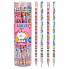 олівець чорнографітний YES Line Friends Heroes круглий з гумкою в пл. тубі  280644  (36/540/2160)