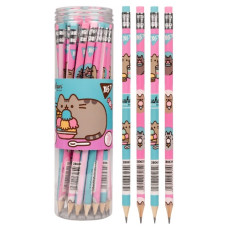 олівець чорнографітний YES Pusheen Heroes круглий з гумкою в пл. тубі  280639  (36/540/2160)