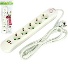 подовжувач з вимикачем 5м. на 5 гнізд + 2 USB + 1 Type-C  499/122760  (60)